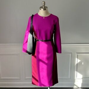 Milly 3/4-Sleeve Colorblock Dress